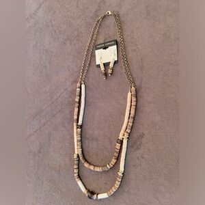 African style beaded double strand necklace and earrings